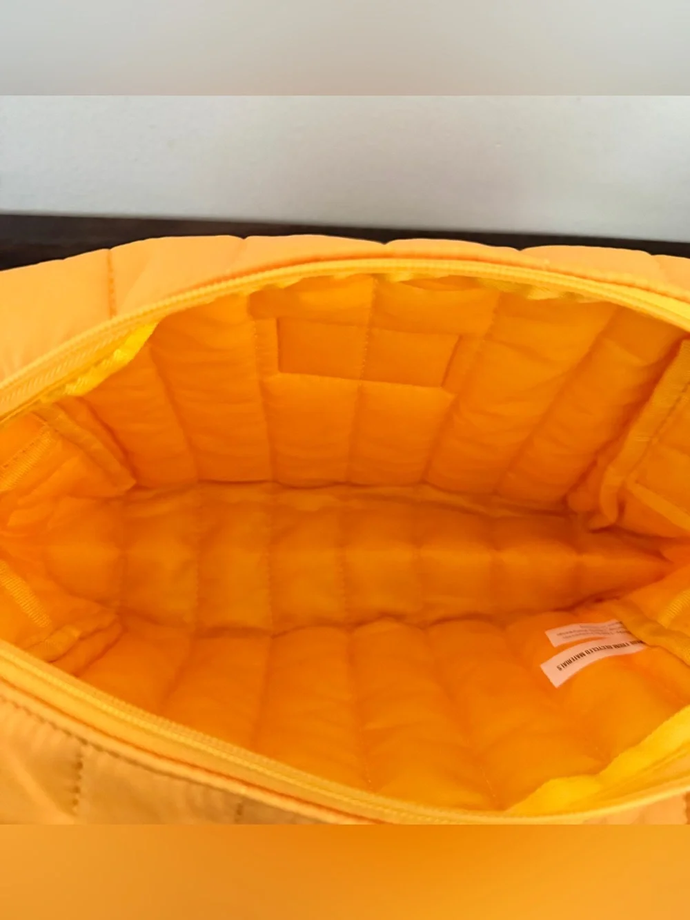 Sol de Janeiro Yellow Quilted Makeup Bag Cosmetic Travel Pouch Zip Case Large 62
